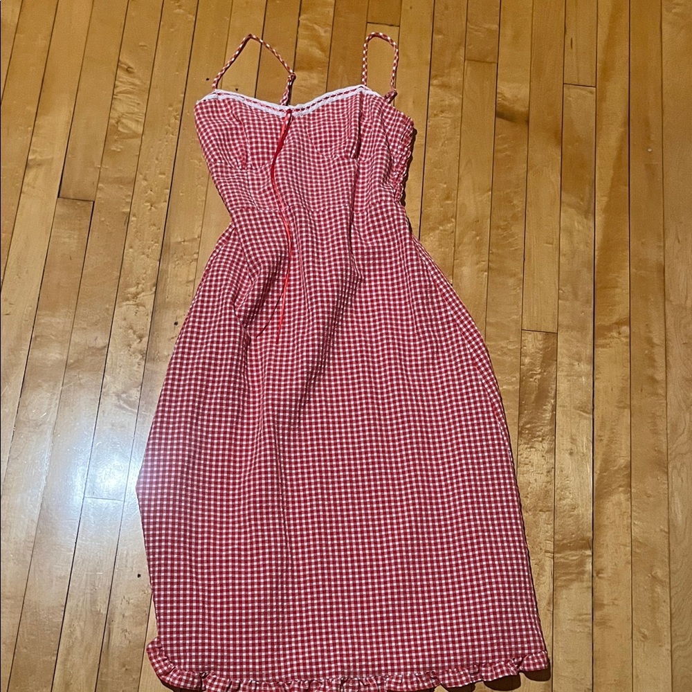 Sienna Sky Red Gingham Midi spaghetti strap Dress